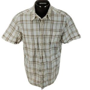Madison Men's Relaxed Linen Button Down Short Sleeve‎ Shirt Size Large
